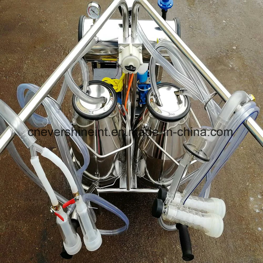 Vacuum Pump Double Goats Milking Machine with 2 Buckets 25L