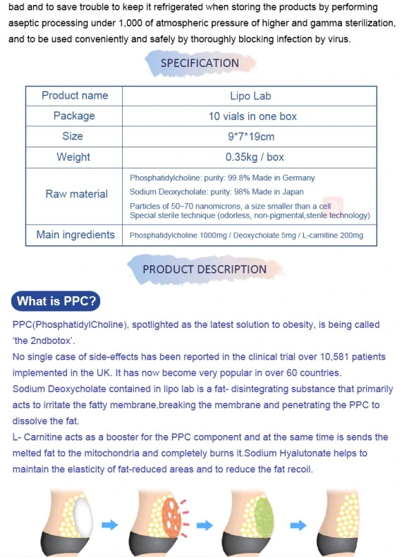 Wholesale Injectable Fat Dissolve Lipolytic Solution Slimming Injection