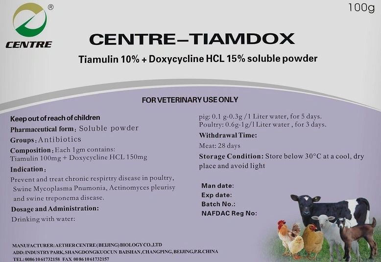 Veterinary Medicine Tiamulin Fumarate 10% +Doxycycline HCl 15% Soluble Powder