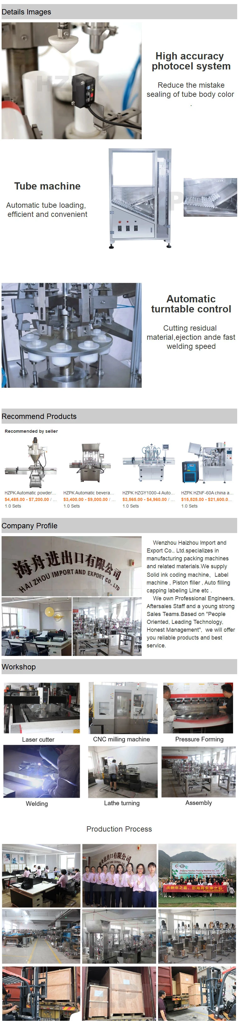 Hzpk Aluminum Tube Filling Machine