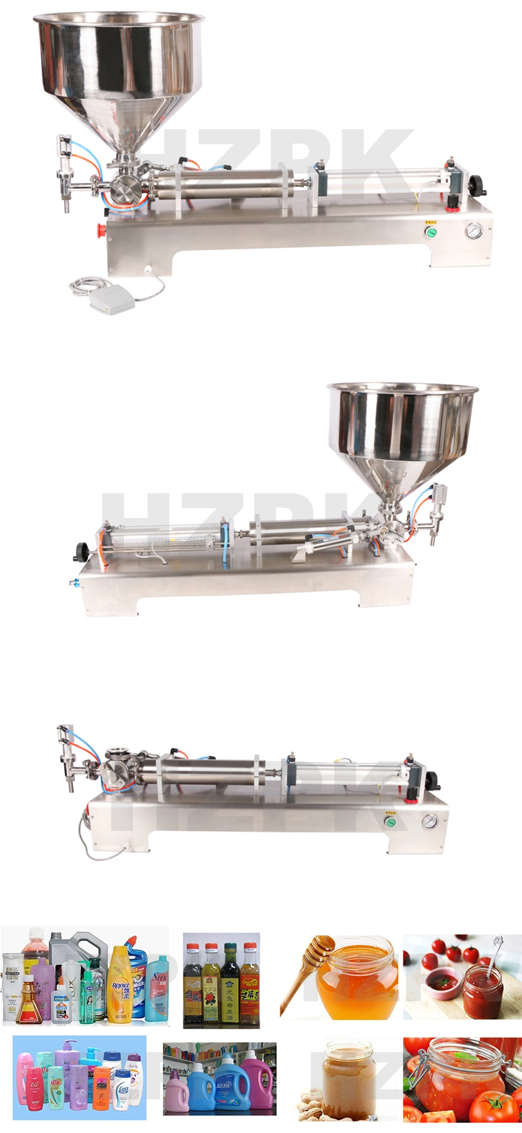 Hzpk Semi Auto Paste Filling Machine Pneumatic Piston Filler