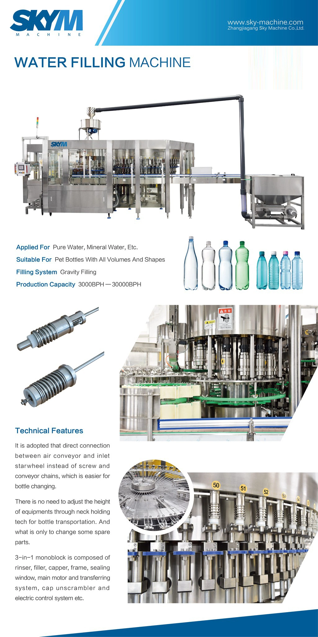 Liquid Water Bottle Filling Bottling Machine / Plastic Bottle Filling Production Line