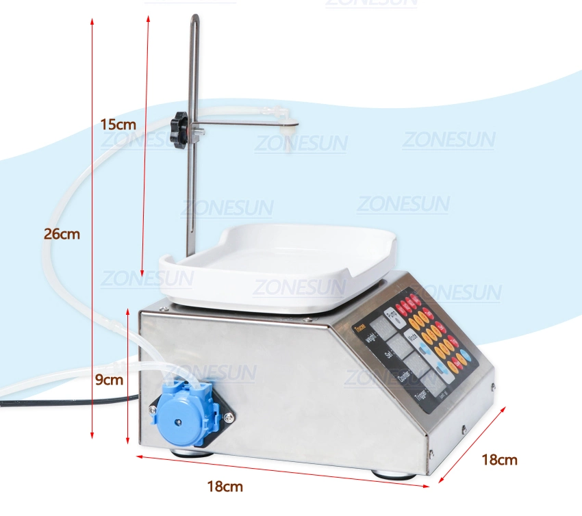 Zonesun 0-50ml Small Semi-Automatic CNC Liquid Filling Machine 110V-220V Perfume Oral Liquid Solution Weighing Filling Machine