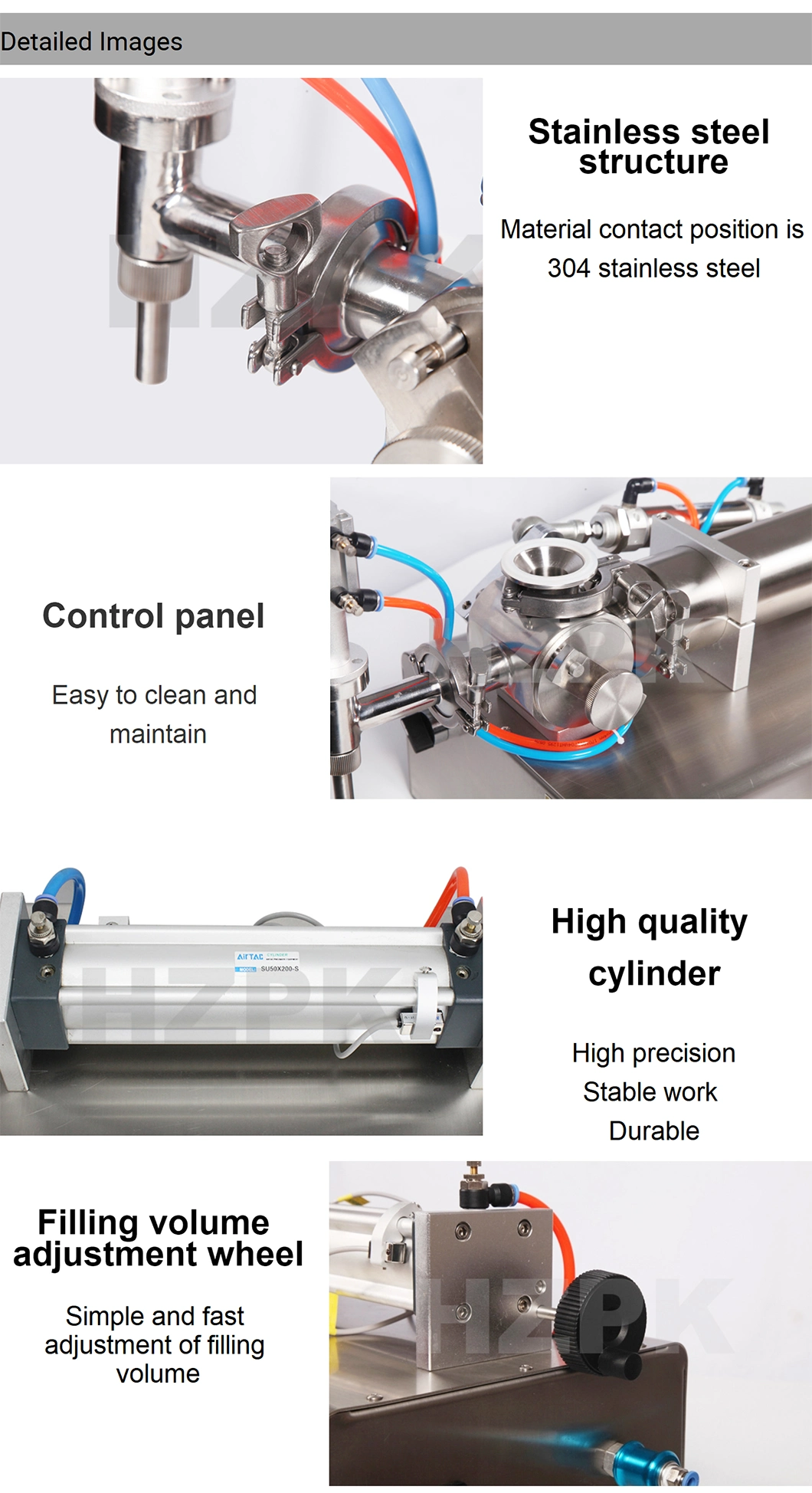 Hzpk Semi Auto Paste Filling Machine Pneumatic Piston Filler