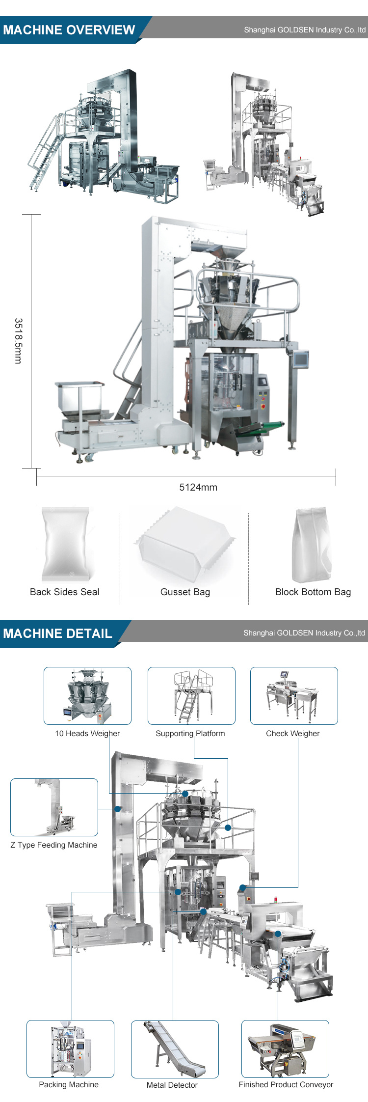 China Supplier Automatic Weighing Packing Machine Vertical Packing Machine 10 Heads Weigher