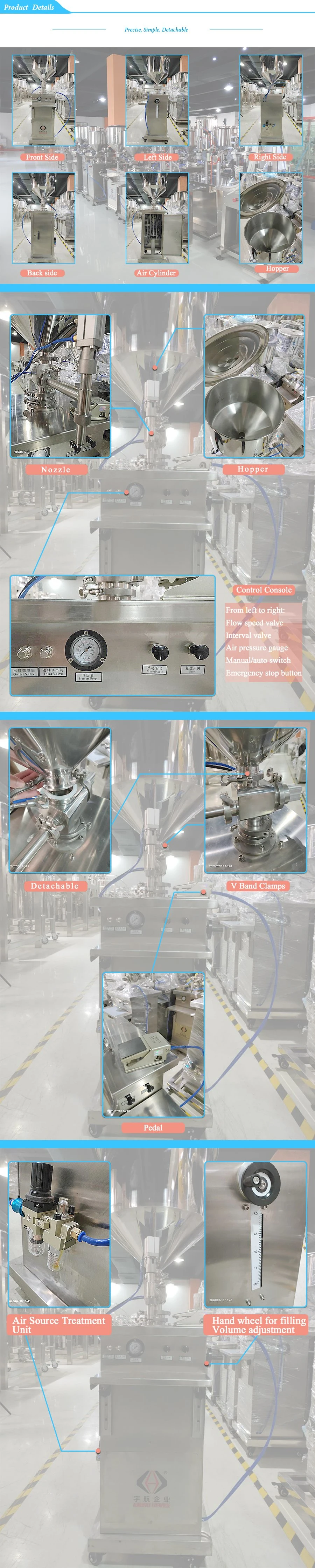 Semi-Auto Cosmetic Cream Filling Packaging Machine Vertical Type Face Cream Filling Machine