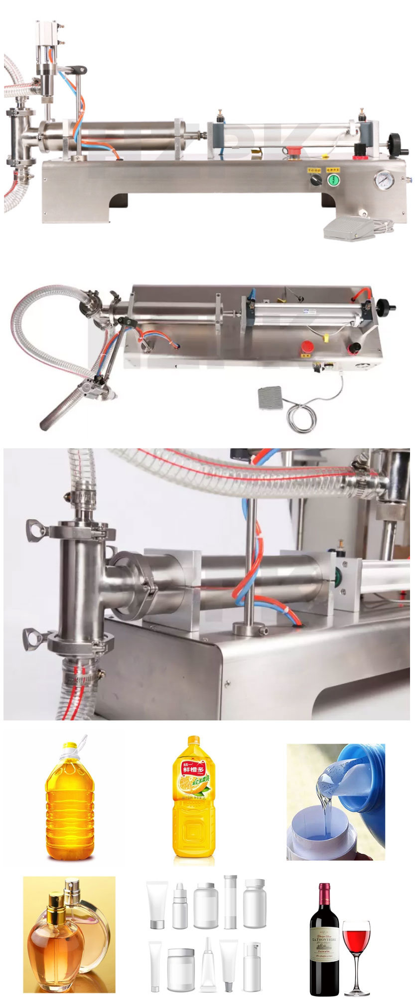 Hzpk Semi Automatic Liquid Filling Machine Carbonated Filling Machine Mineral Water Filling Machine