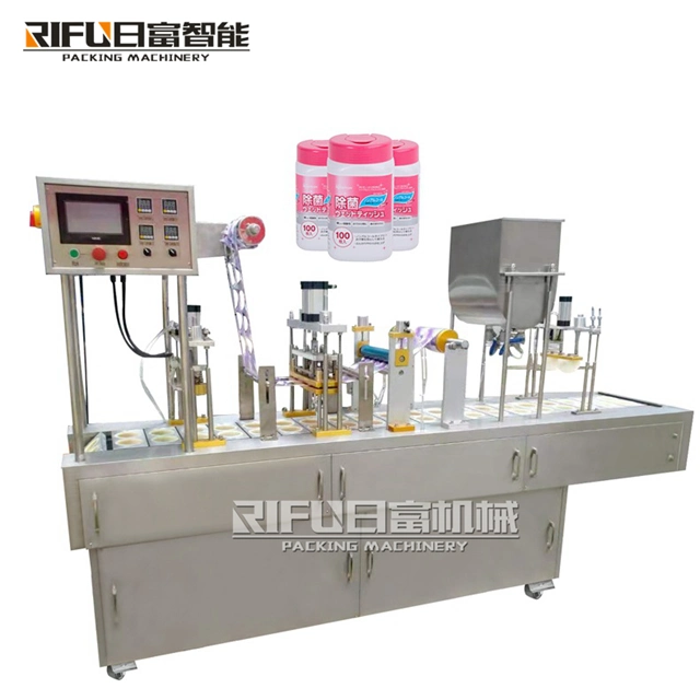 Cup Filling and Sealing Machine Plastic Container Filling Sealing Machine Baby Wet Tissue Canister Packing Machine