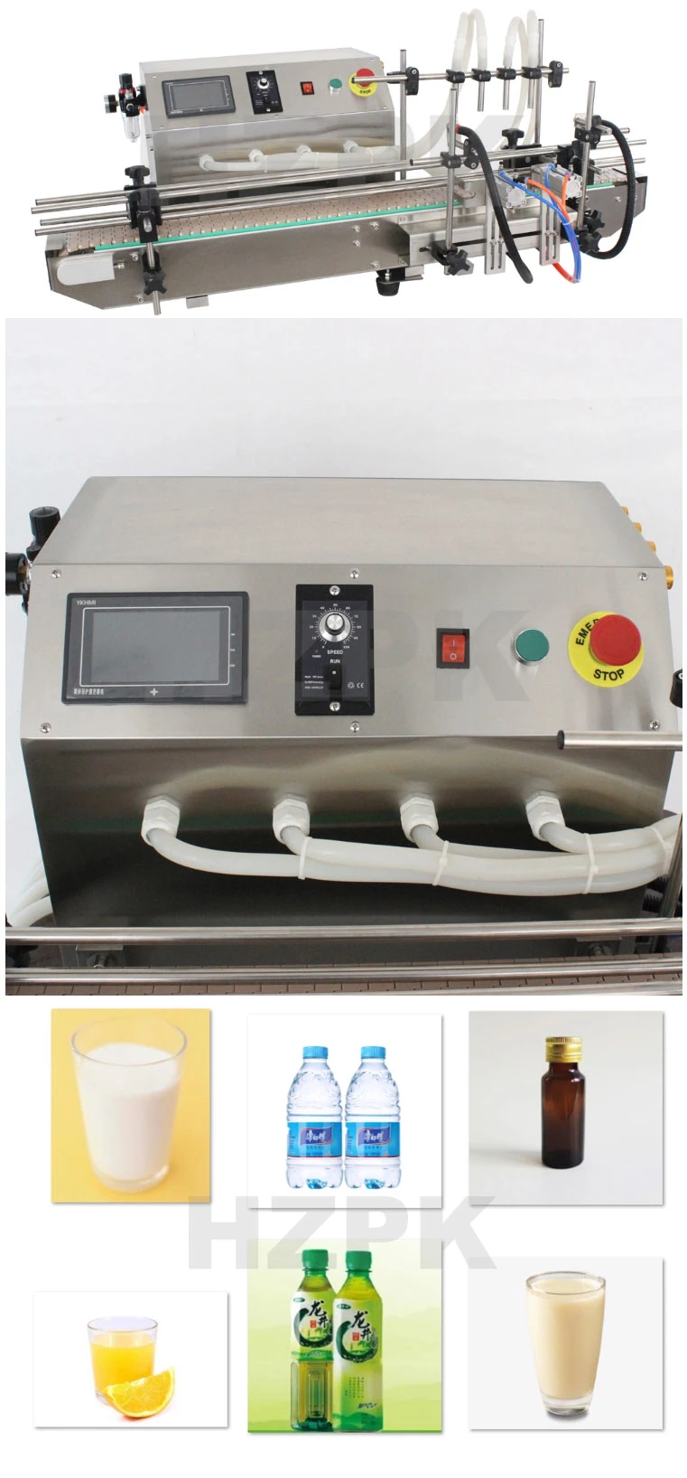 Hzpk Semi-Automatic 4 Head Bottle Liquid Filling Machine, Electric Liquid Filler