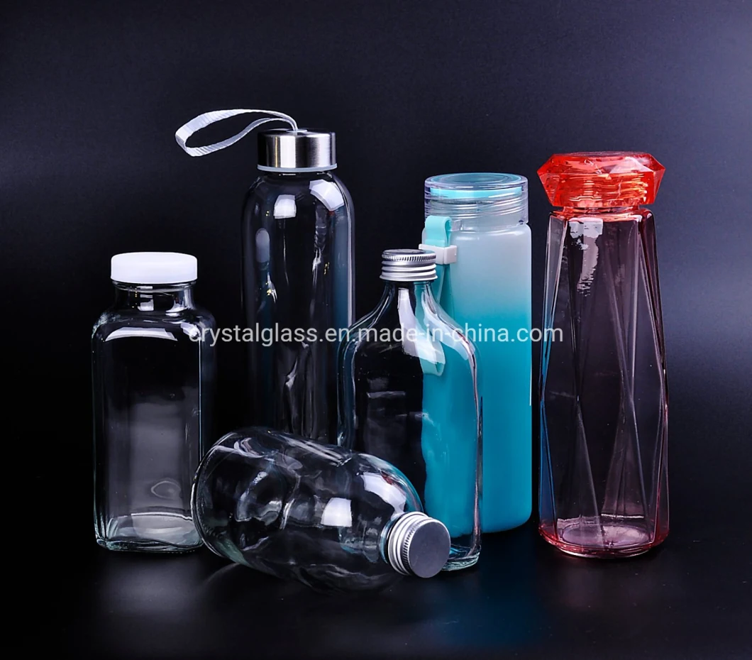 100ml/200ml/250ml Flat Square Glass Beverage Flask Bottles with Screw Cap