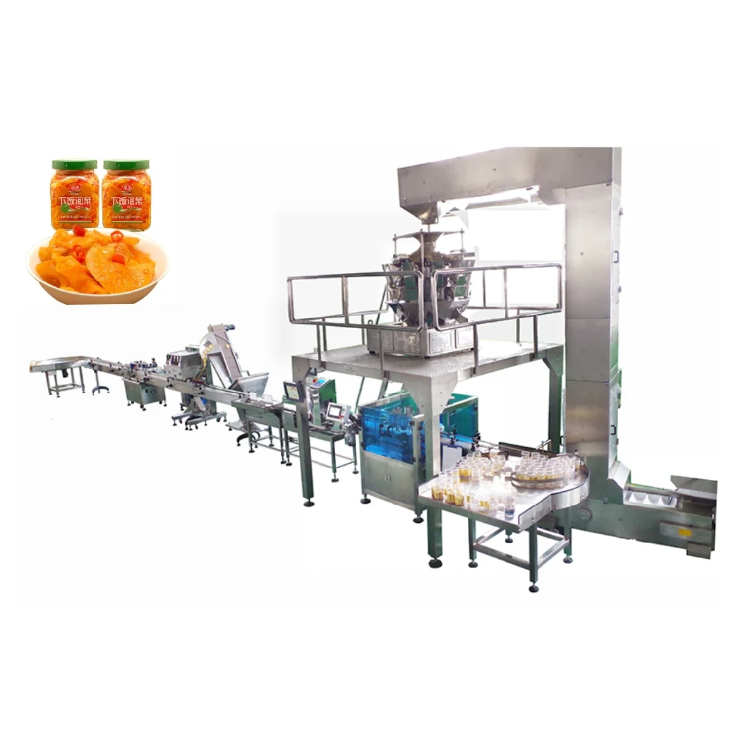 Automatic Pickles Food Glass Bottle Filling Capping Weighing Packaging Machine Packing Line