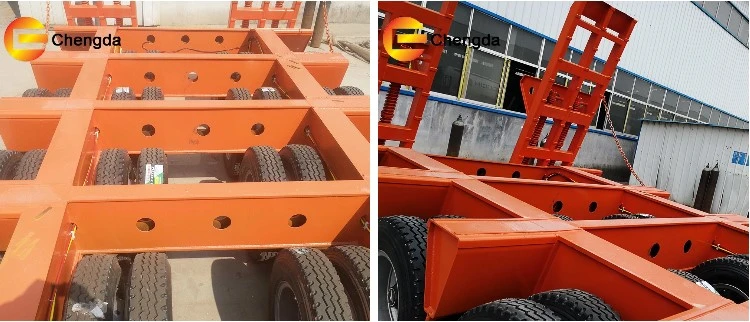 Heavy Equipment Transporting 4 Line 8 Axles Lowbed Low Plate Form 150tons Lowboy Trailer