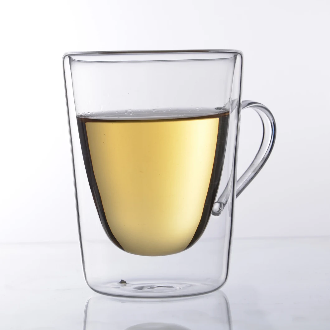 BB69B97 Heat Resistant Double Wall Glass Coffee Cup with Handle