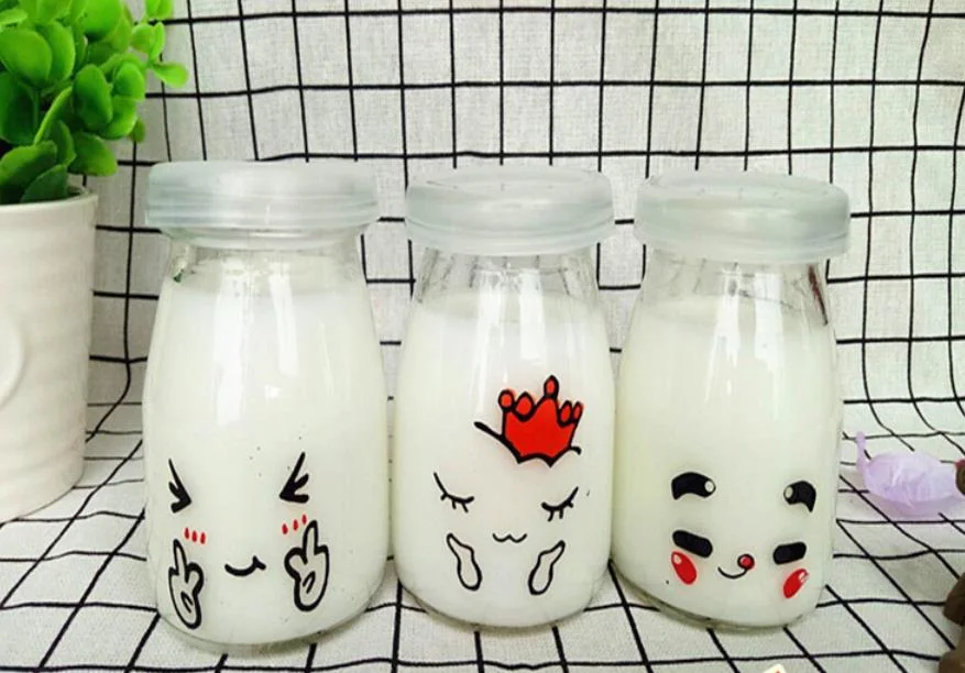 100ml Pudding Cup Yogurt Bottle/Juice Bottle Glassware /Glass Milk Bottle/Tinplate Cap Glass Milk Bottle