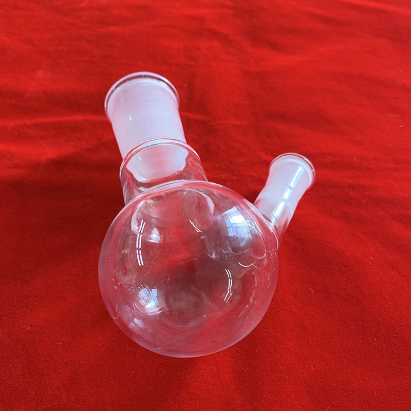 Two Necks Glass Flask Bottom Round with Grinding Stopper