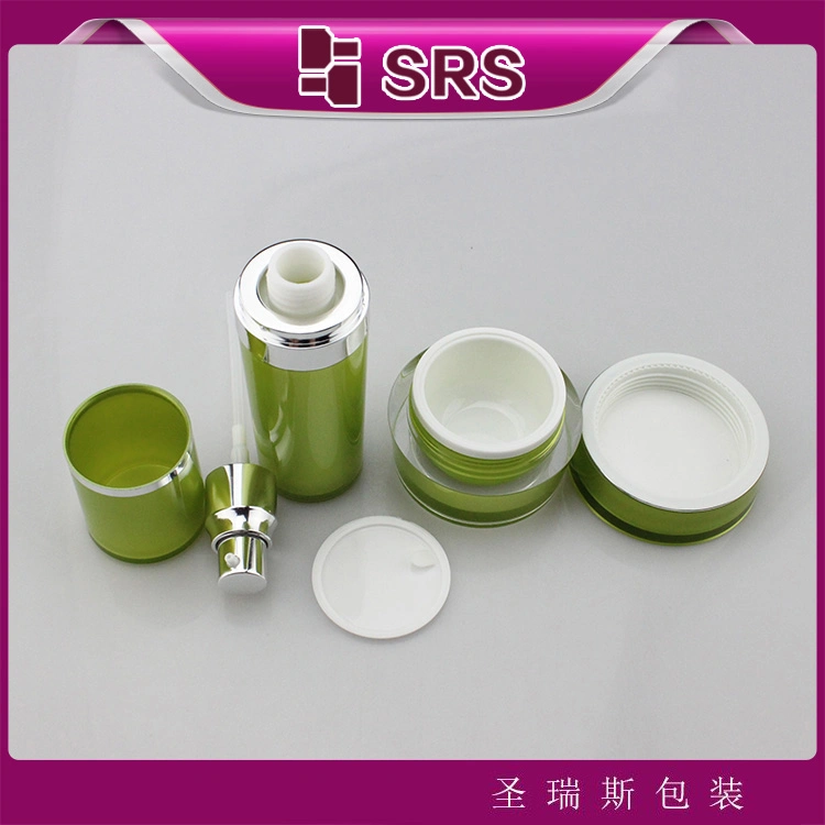 Cone Shape Green Empty 50ml Acrylic Cosmetic Bottle Jar