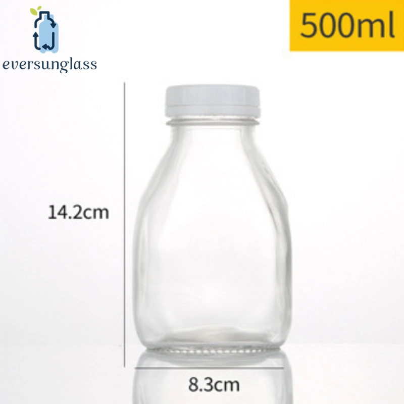 300ml Slim Short Bottle Yogurt Glass Bottle Pudding Glass Bottle Square Glass Bottle