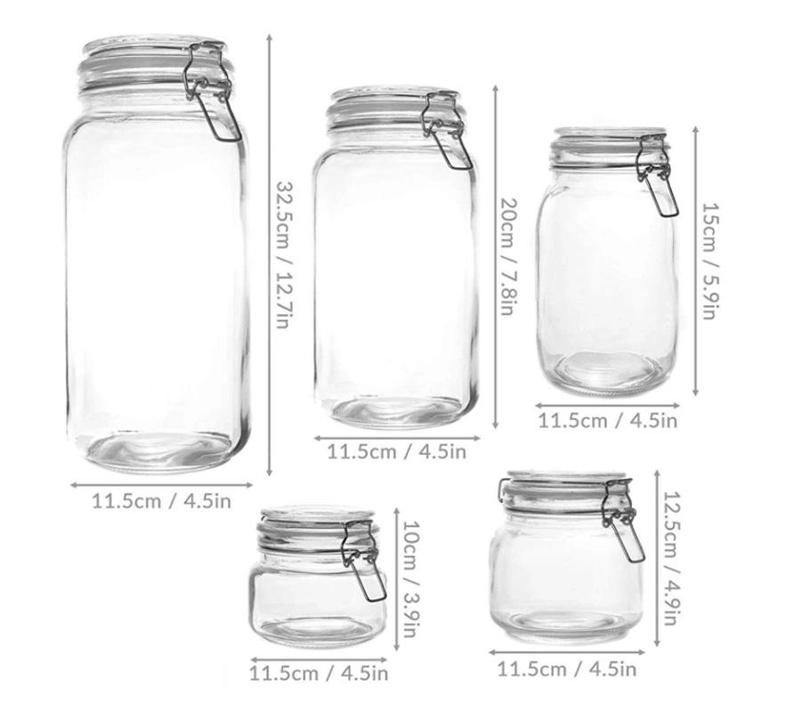 500ml 750ml 1000ml 1500ml 2000ml Square Transparent Glass Storage Jar Glass Bottle