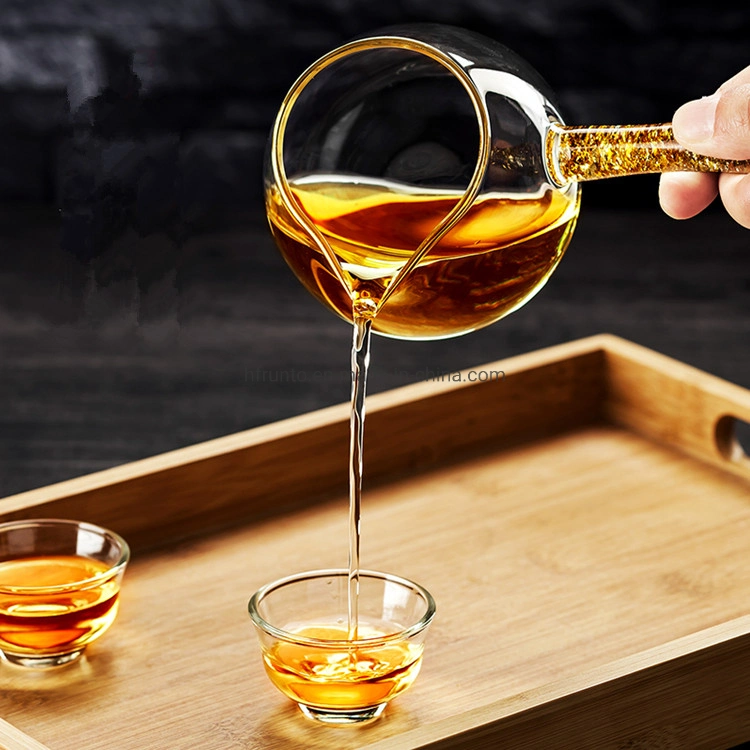 Glassware Eco-Friendly Heat Resistant Tea Pot with Wooden Handle Custom Clear Glass Cup Filter
