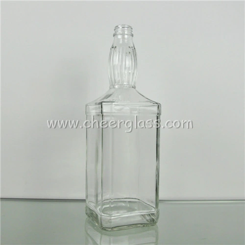 1.75 L High Clear White Glass Bottles Square Large Water Bottle