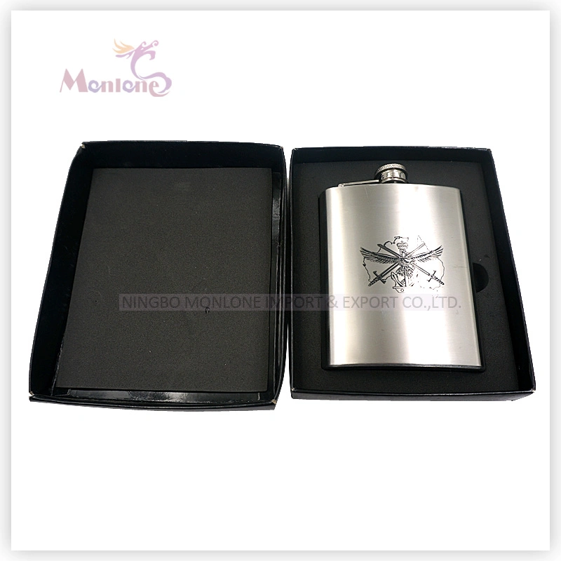 7 Ounce Screen Print Liquor/Whisky Flask, Stainless Steel Hip Flask