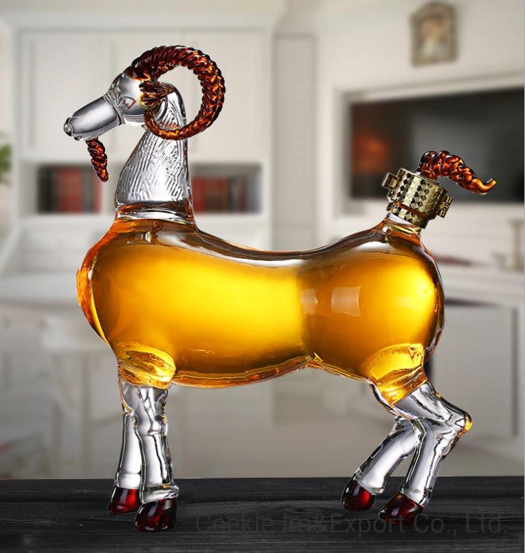 500ml Borosilicate Glass Wine Bottle Goat Sheep Shape Animal Shape Borosilicate Glass Wine Bottle