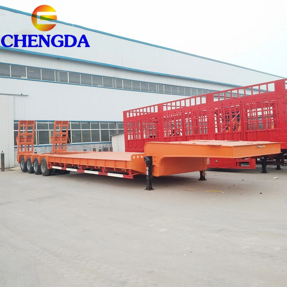 Heavy Equipment Transporting 4 Line 8 Axles Lowbed Low Plate Form 150tons Lowboy Trailer