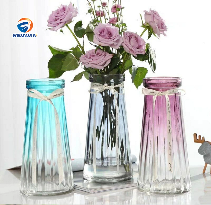 Cone Shape Decoration Prominent Dots Colourful Flower Vase Glass Bottle