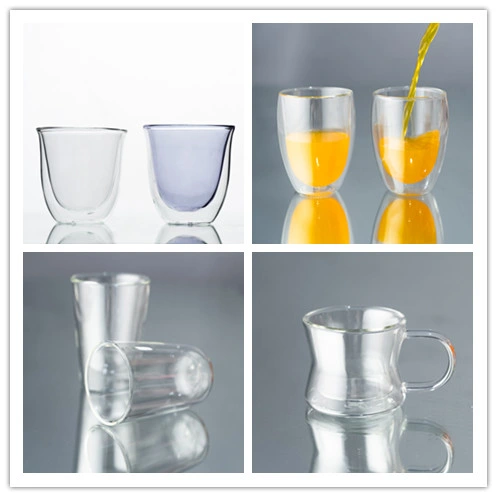 High Borosilicate Colored Water Tea Coffee Drinking Borosilicate Double Wall Glass Cup