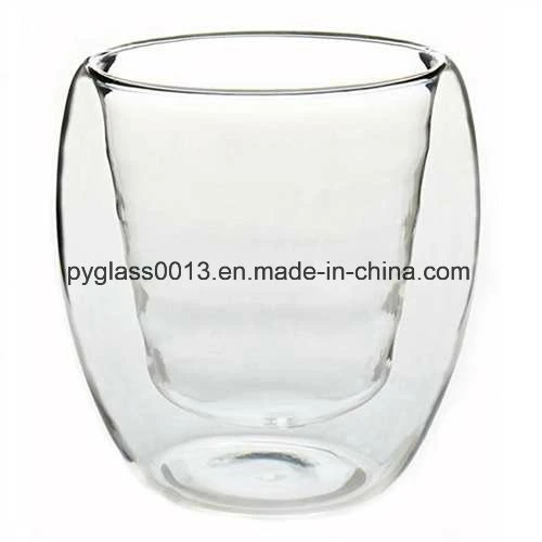 Wholesale Hot Cheap Personalize Handmade Thermal Borosilicate Clear Double Wall Glass 250ml Cups Mug Without Handle