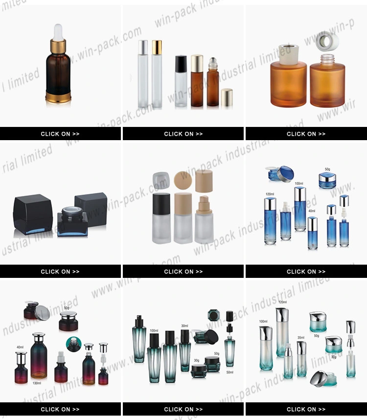 Clear Transparent Glass Lotion Bottle Square Bottom Round Shoulder Electroplate Cap and Collar 30ml