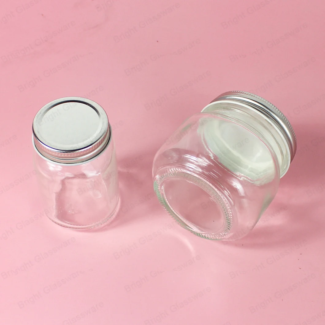 130ml 250ml Clear Wide Mouth Glass Mason Jars with Aluminium Screw Lid in Stock