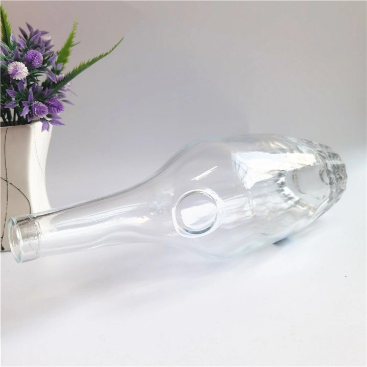 Thick Bottom Round 500ml 750ml 1000ml Empty Vodka Whiskey Glass Bottle with Wood Cork Sealing
