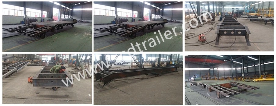 Heavy Equipment Transporting 4 Line 8 Axles Lowbed Low Plate Form 150tons Lowboy Trailer