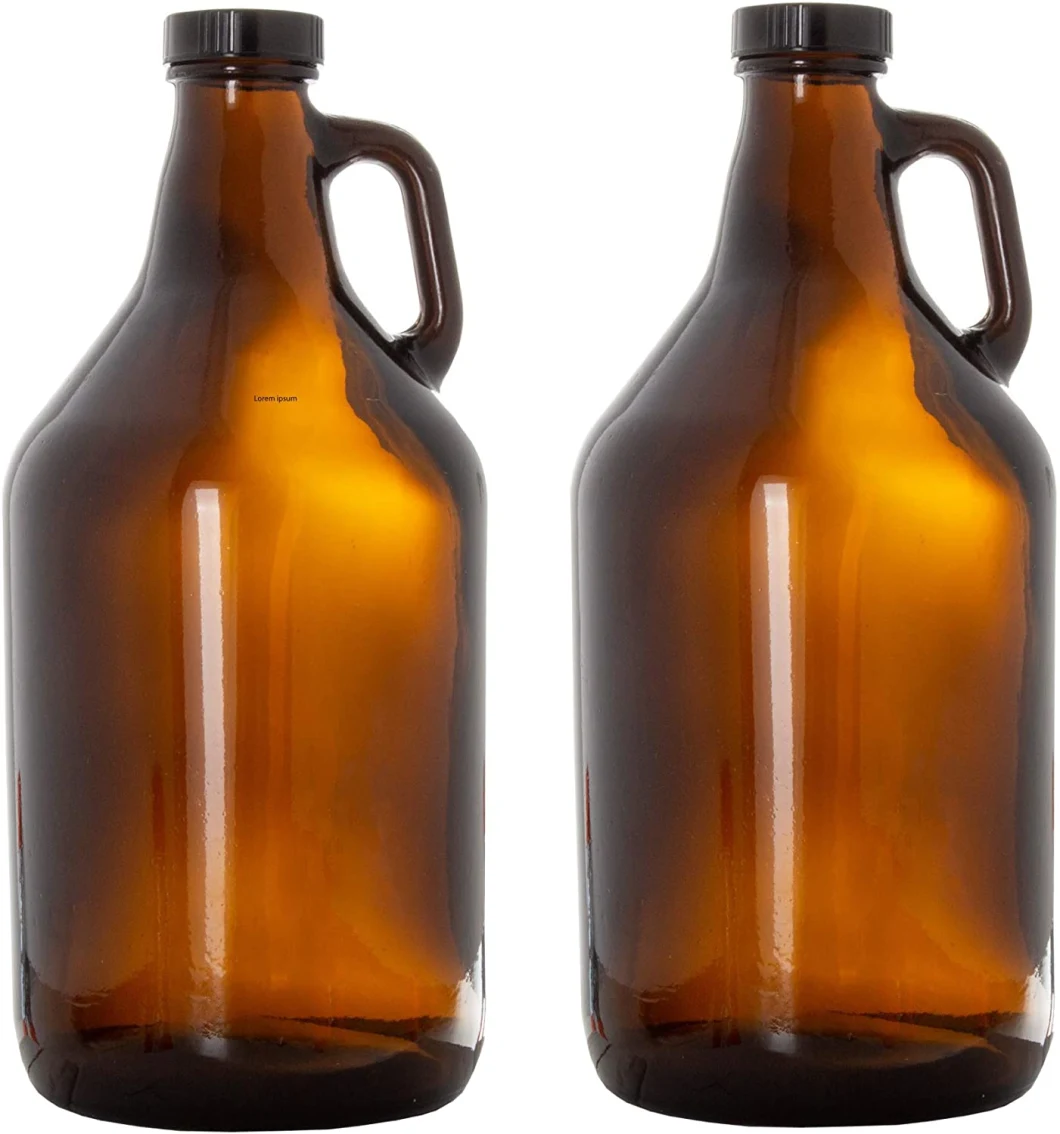 Glass Growlers for Beer, 2 Pack with Funnel - 64 Oz Growler Set with Lids - Great for Home Brewing, Kombucha & More