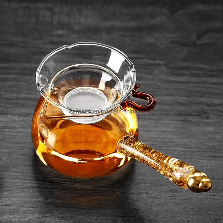 Glassware Eco-Friendly Heat Resistant Tea Pot with Wooden Handle Custom Clear Glass Cup Filter