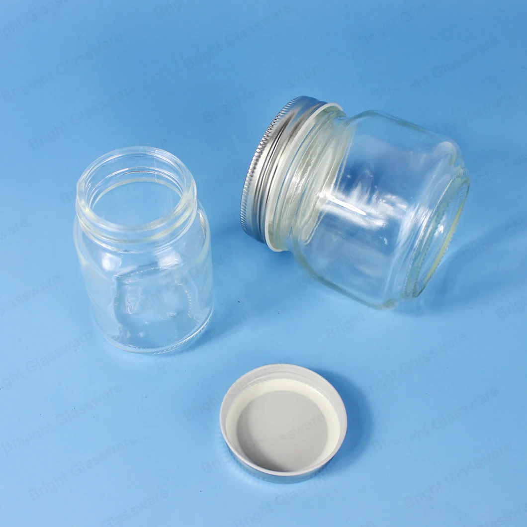 130ml 250ml Clear Wide Mouth Glass Mason Jars with Aluminium Screw Lid in Stock