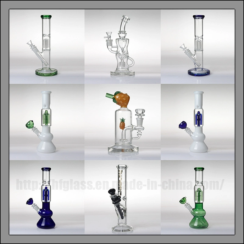 Six Tree Perc Glass Beaker Water Pipes Color Smoking Pipe Percolator Hookah Wholesale