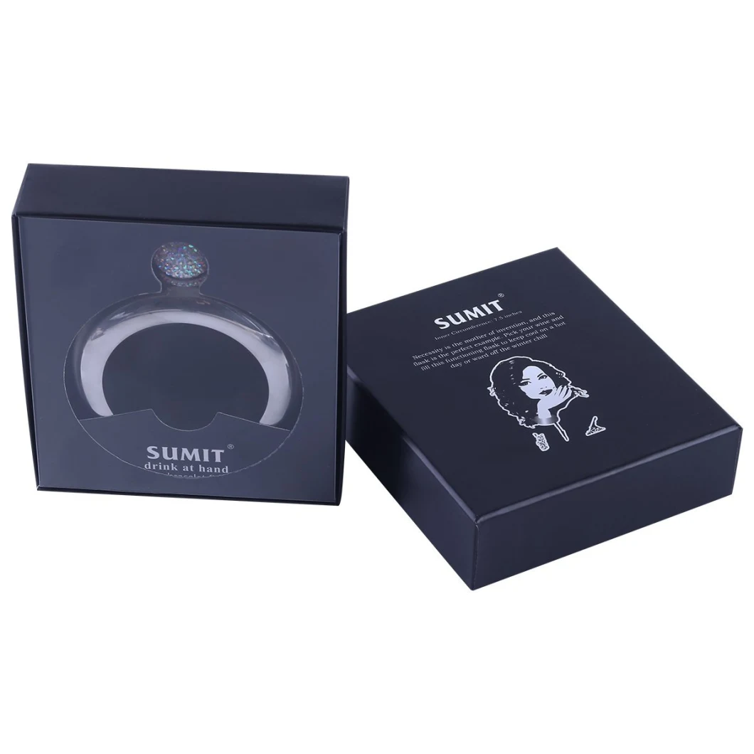 3.5oz Stainless Stainless Bangle Hip Flask with Rhinestone Lid with Funnel Set for Women