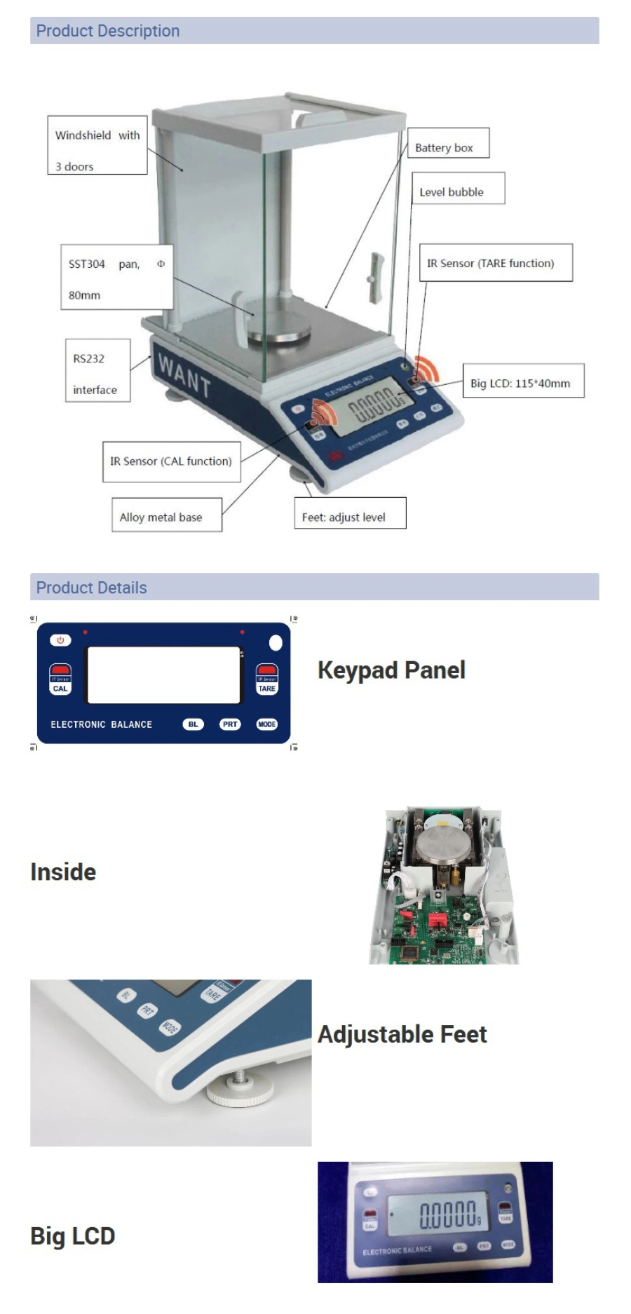 Ce Approved High Precision Laboratory Electronic Digital Weighing Scale