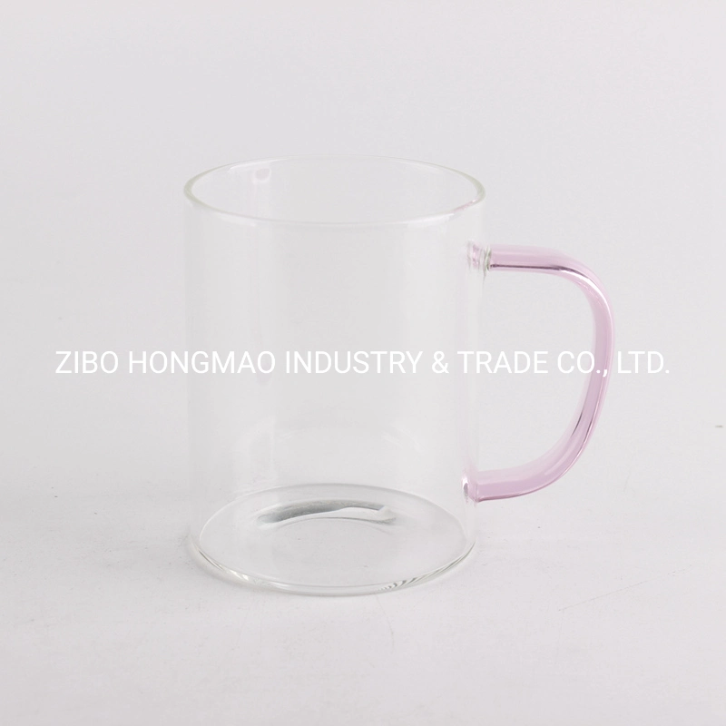300ml Heat-Resistant Borosilicate Glass Mug with Colorful Handle