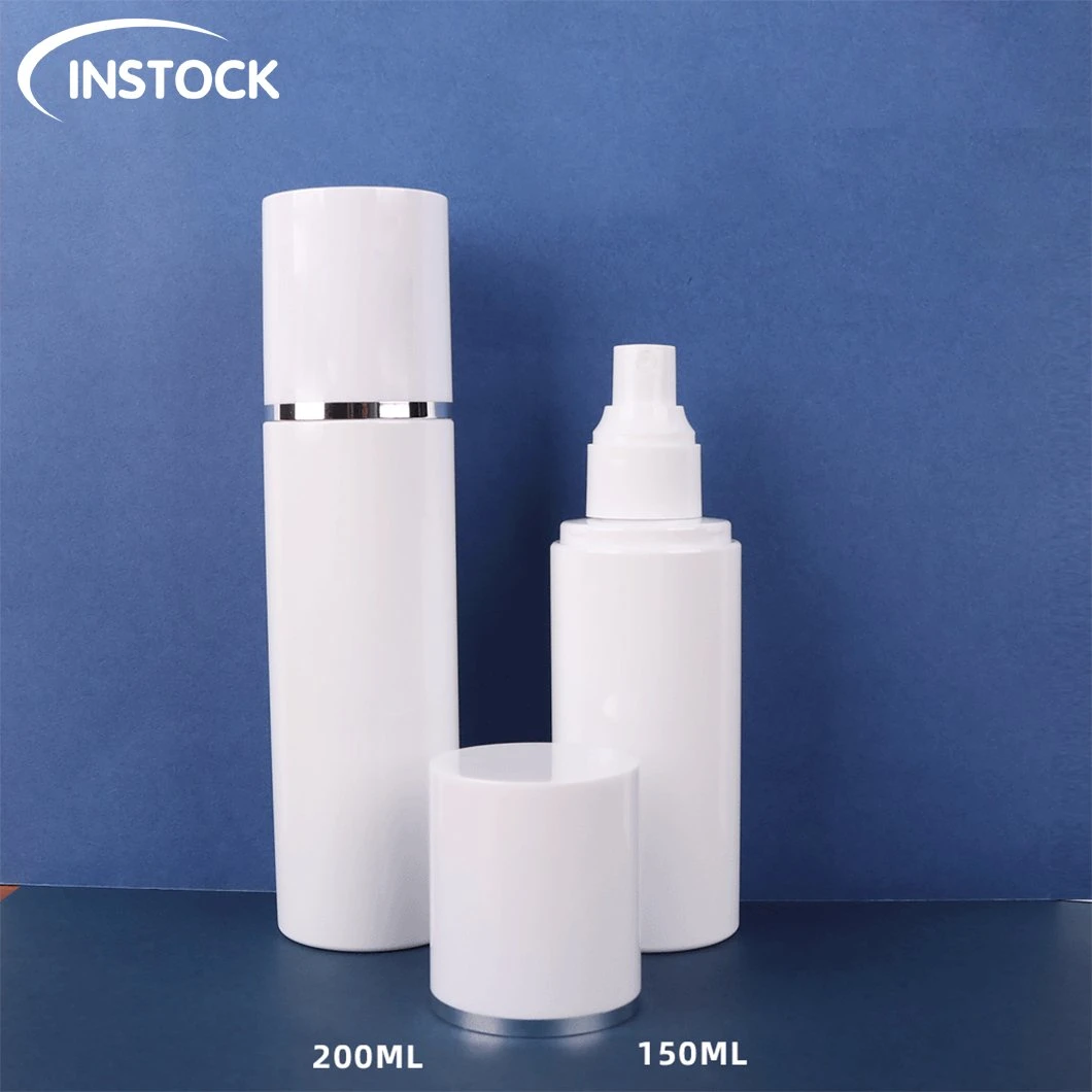 in-Stock Custom 150ml Electroplating Silver Round Bottom Plastic Cosmetic Packaging Spray Airless Bottle