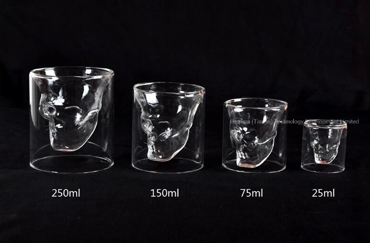 25/75/150/250ml Borosilicate Glass Skull Cup, Whiskey Skull Glasses