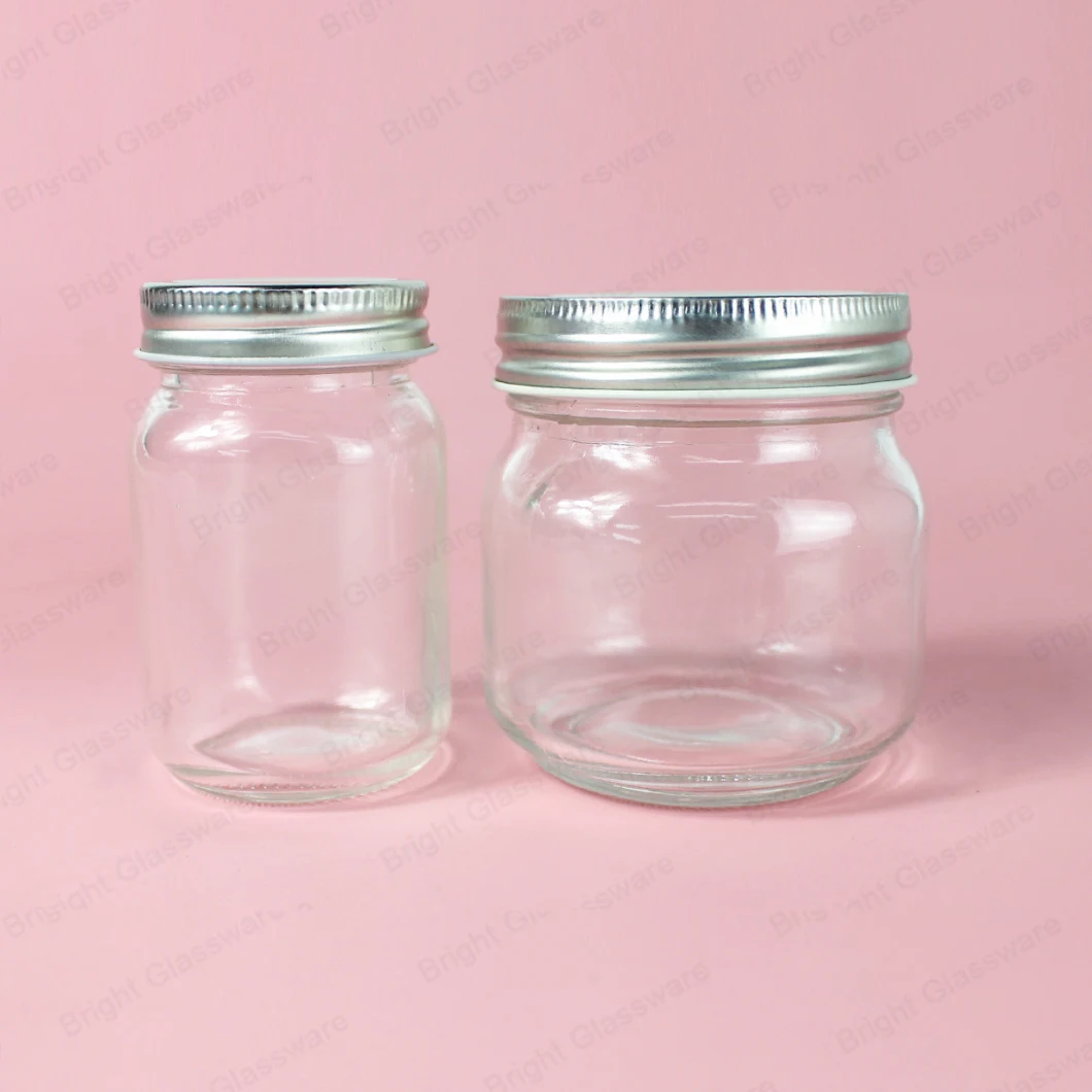 130ml 250ml Clear Wide Mouth Glass Mason Jars with Aluminium Screw Lid in Stock
