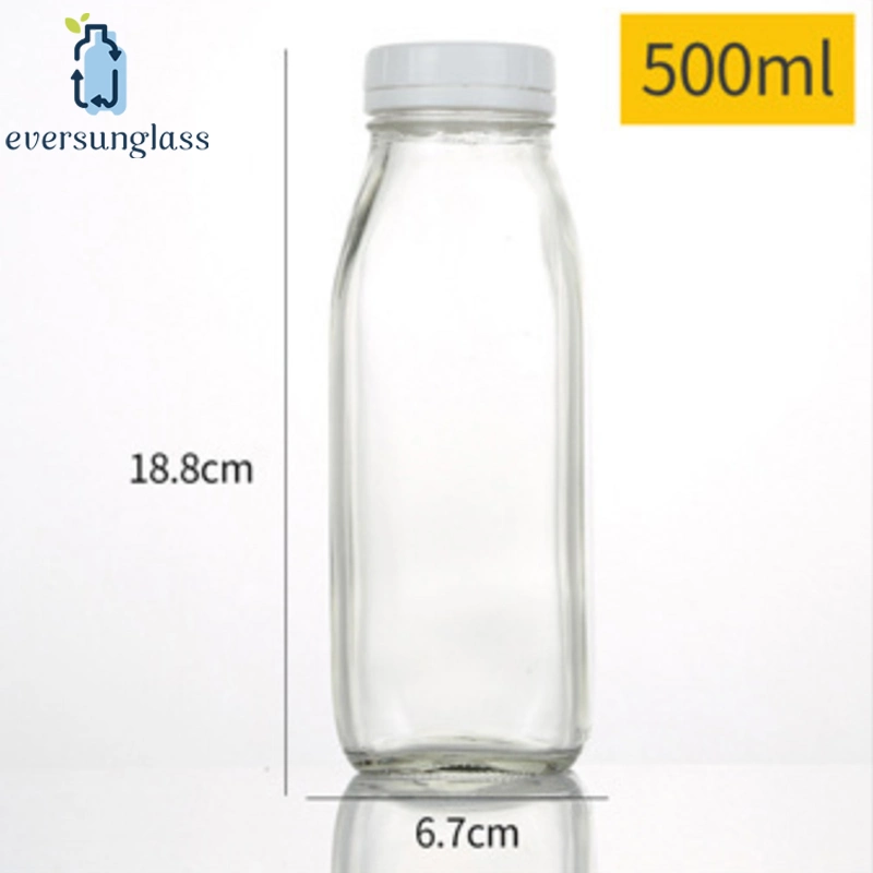 500ml Short Bottle Yogurt Glass Bottle Pudding Glass Bottle Square Glass Bottle