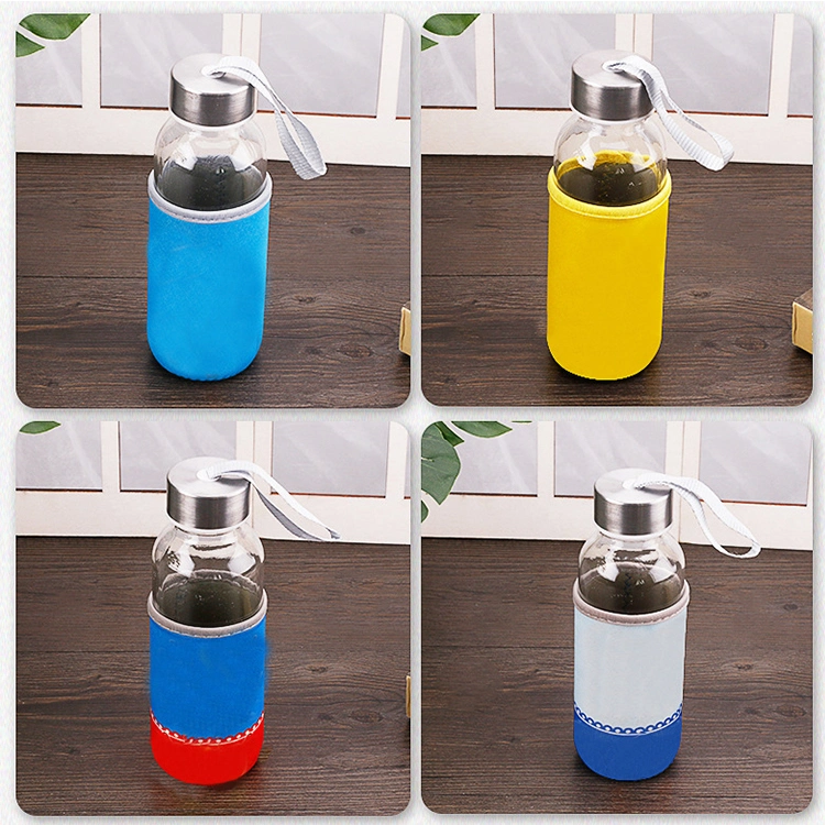 500ml Round Type Frosted Glass Beverage Water Bottles Cap/Portable Bottle/High Borosilicate Glass Bottle 2021