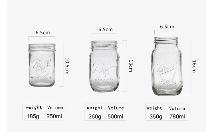 250ml 480ml 750ml Borosilicate Glass Wood Lid Airtight Storage Jar