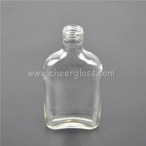 High Quality Miniture 150ml Little Clear Flat Bottle Glass Hip Flask with Screw Cap