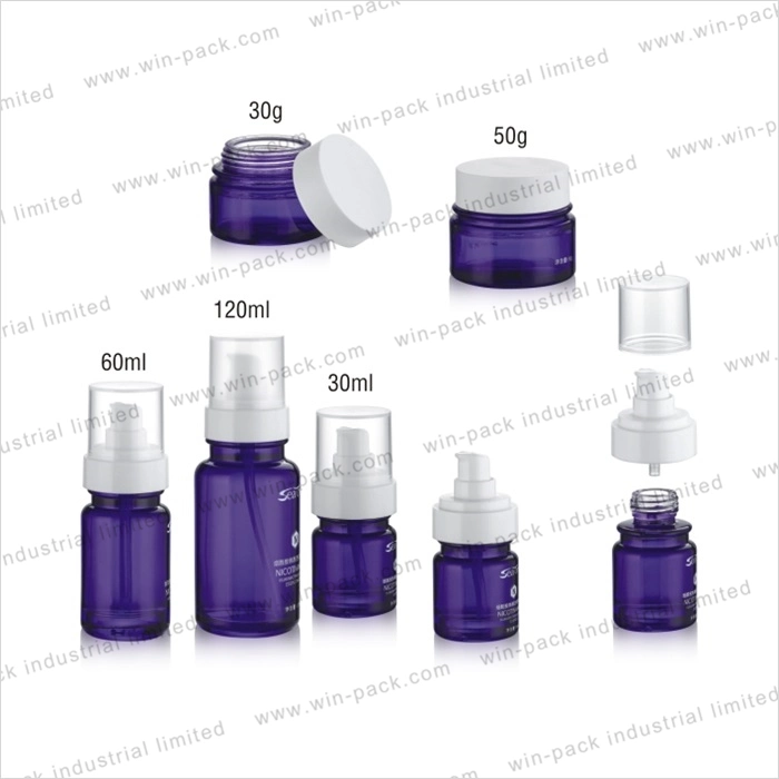 New Type Cosmetic Packaging Bottle 60ml 100ml 120ml Blue Glass Lotion Bottle