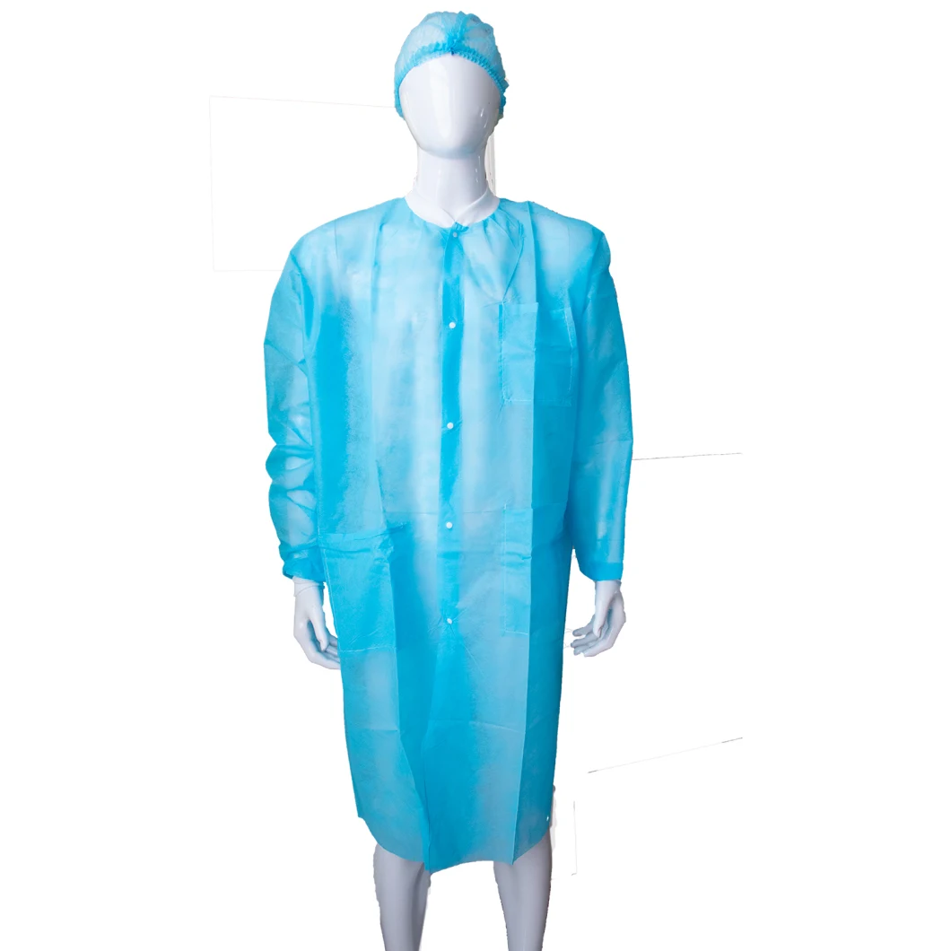 Disposable Lab Coat Visit Gown PP Lab Coat SMS Lab Coat Polypropylene Disposable Lab Coats SMS Lab Coat Hospital Uniforms White Lab Coat